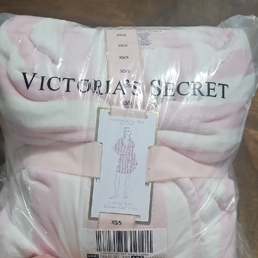 Victoria's Secret Soft Pink and White Striped Robe